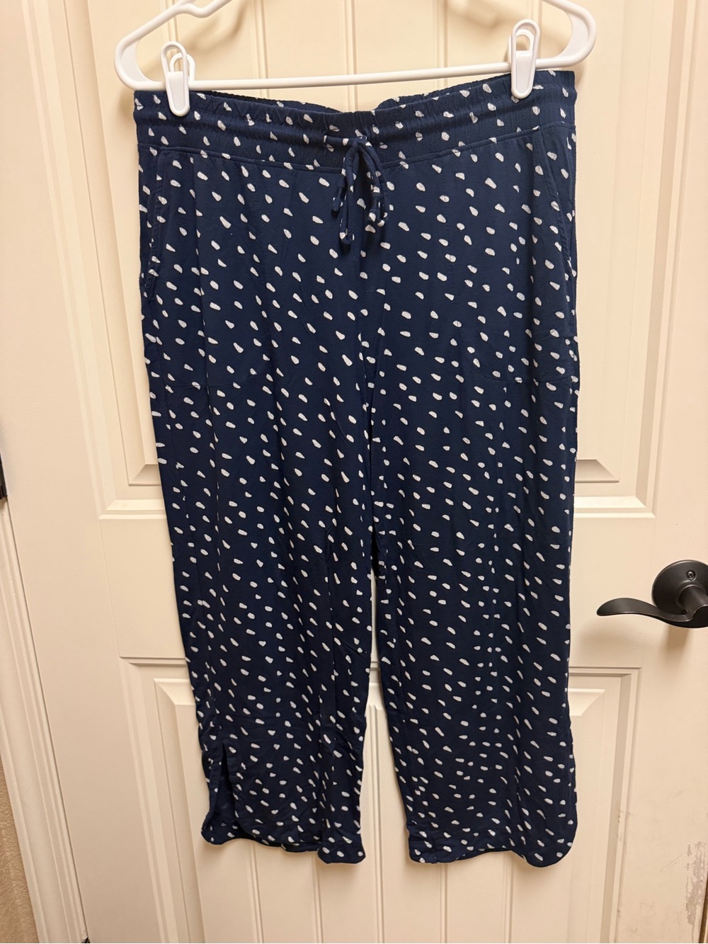 Soma Navy Wide-Leg Drawstring Pants with White Dot Print